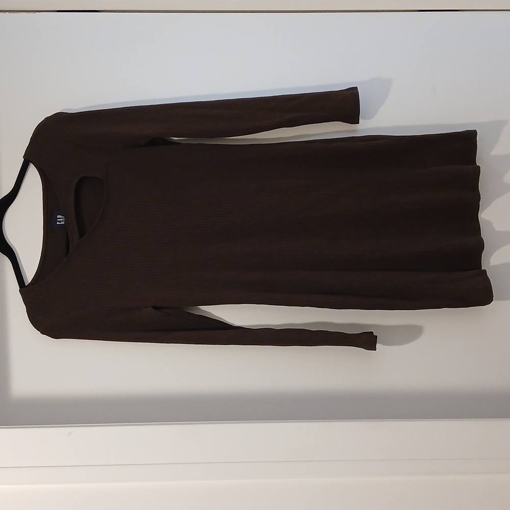 GAP Brown Long Sleeve Asymmetrical Sheath Dress
